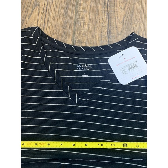 Isabel Maternity Striped 3/4 Sleeve Ribbed T-Shirt Maternity Dress Large, 1020 - Picture 6 of 8